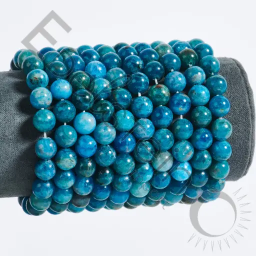 [BRC-APA08-TM] Bracelet Apatite – Perles naturelles 8mm Taille M – Grossiste minéraux