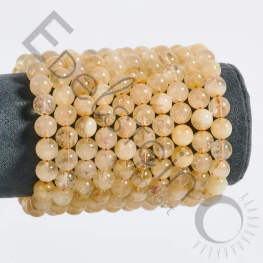 [BRC-CIT08-TM] Bracelet Citrine – Perles naturelles 8mm Taille M – Grossiste minéraux