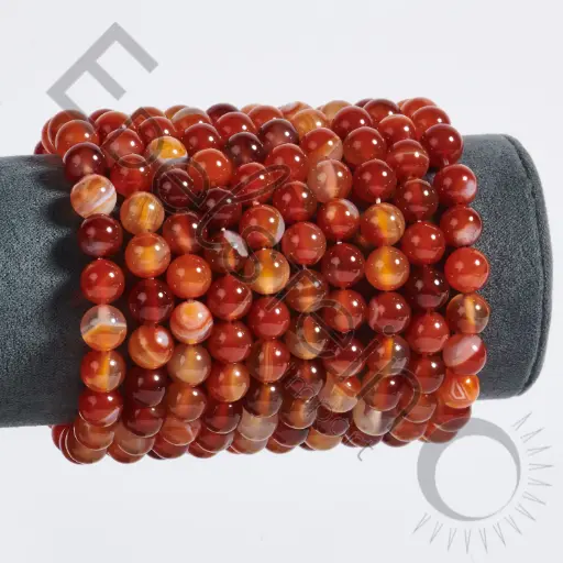 [BRC-CORN08-TS] Bracelet Cornaline – Perles naturelles 8mm Taille S – Grossiste minéraux