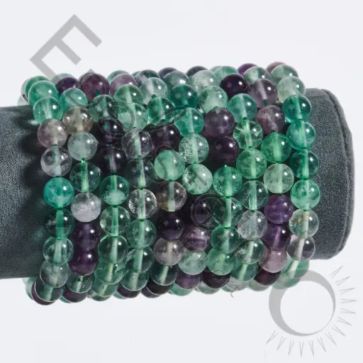 [BRC-FLU08-TL] Bracelet Fluorite – Perles naturelles 8mm Taille L – Grossiste minéraux