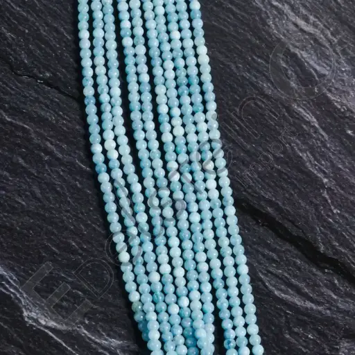 [FPE-AIM04] Fil de perles Aigue-Marine – Perles naturelles 4mm – Grossiste minéraux