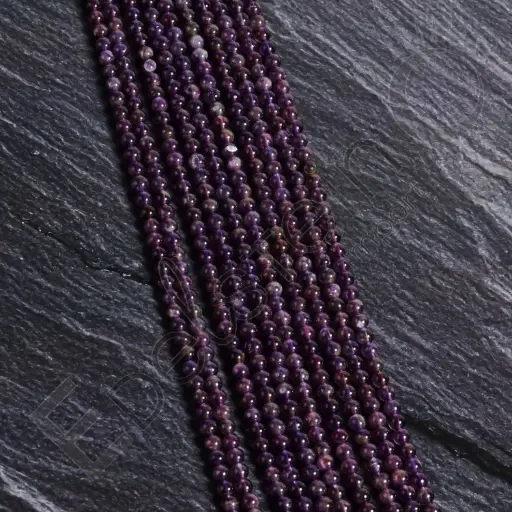 [FPE-AME04] Fil de perles Améthyste – Perles naturelles 4mm – Grossiste minéraux