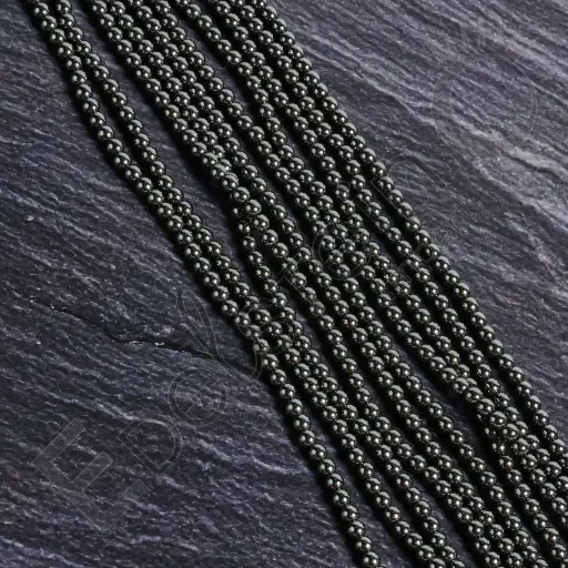 [FPE-HEM04] Fil de perles Hématite – Perles naturelles 4mm – Grossiste minéraux
