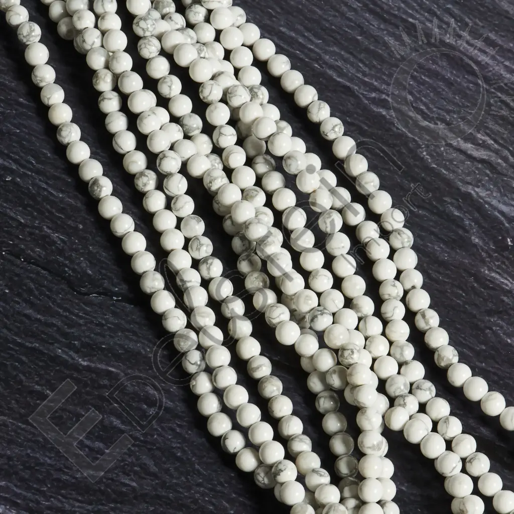 [FPE-HOW06] Fil de perles Howlite – Perles naturelles 6mm – Grossiste minéraux