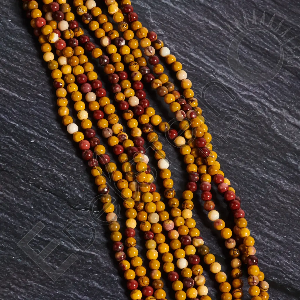 [FPE-JMOK04] Fil de perles Jaspe Mokaïte – Perles naturelles 4mm – Grossiste minéraux