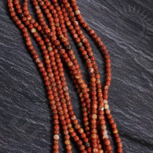 [FPE-JROB04] Fil de perles Jaspe Rouge – Perles naturelles 4mm – Grossiste minéraux