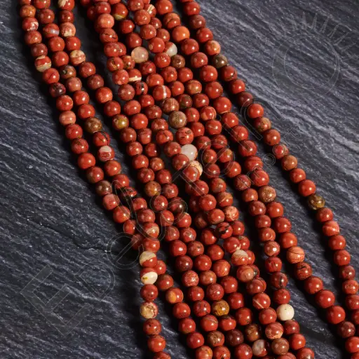 [FPE-JROB06] Fil de perles Jaspe Rouge – Perles naturelles 6mm – Grossiste minéraux