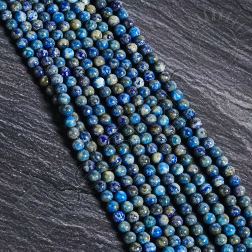 [FPE-LAPL06] Fil de perles Lapis Lazuli – Perles naturelles 6mm – Grossiste minéraux