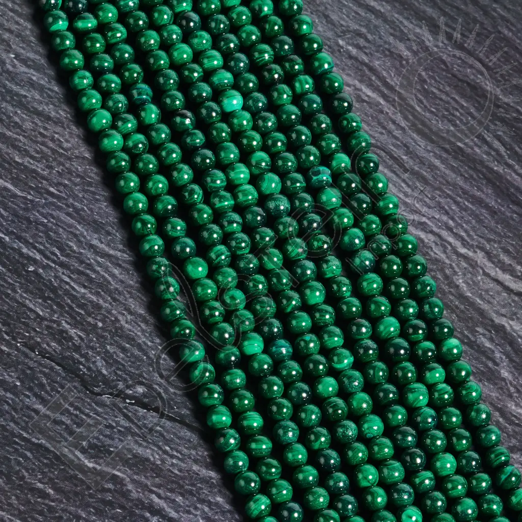 [FPE-MAL06] Fil de perles Malachite – Perles naturelles 6mm – Grossiste minéraux