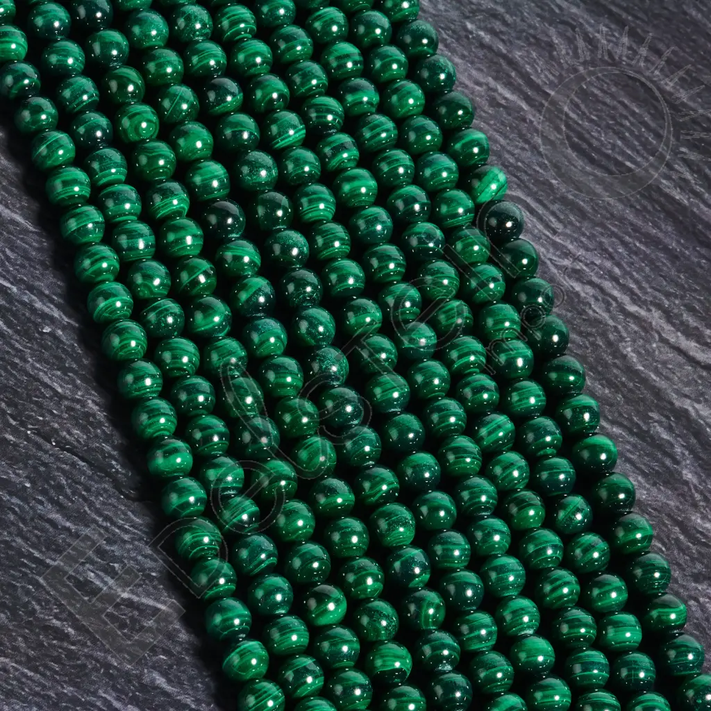 [FPE-MAL08] Fil de perles Malachite – Perles naturelles 8mm – Grossiste minéraux