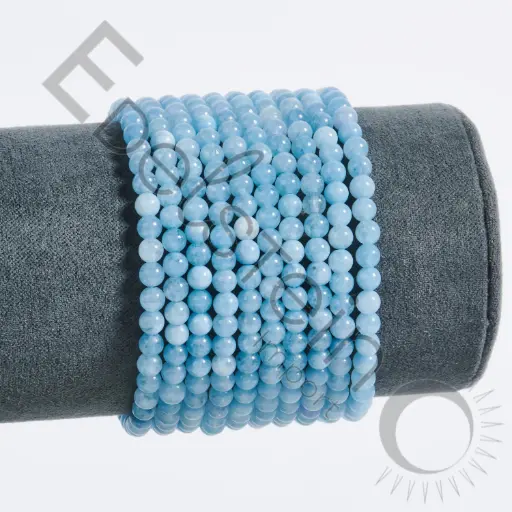 [BRC-AIMB04-TM] Bracelet Aigue-Marine – Perles naturelles 4mm Taille M – Grossiste minéraux