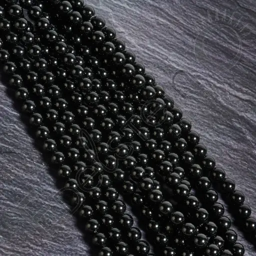 [FPE-OBSNO08] Fil de perles Obsidienne noire – Perles naturelles 8mm – Grossiste minéraux