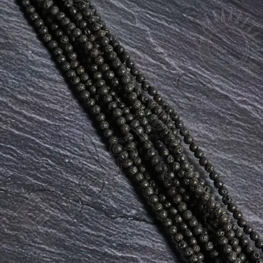 [FPE-PDLA04] Fil de perles Pierre de Lave – Perles naturelles 4mm – Grossiste minéraux