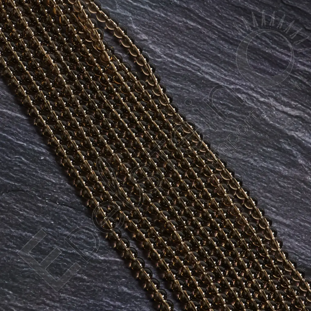 [FPE-QUFU06] Fil de perles Quartz fumé – Perles naturelles 6mm – Grossiste minéraux