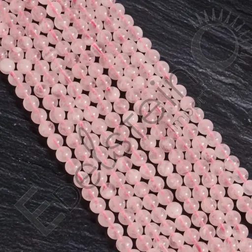 [FPE-QURO08] Fil de perles Quartz rose  - Perles naturelles 8mm – Grossiste minéraux