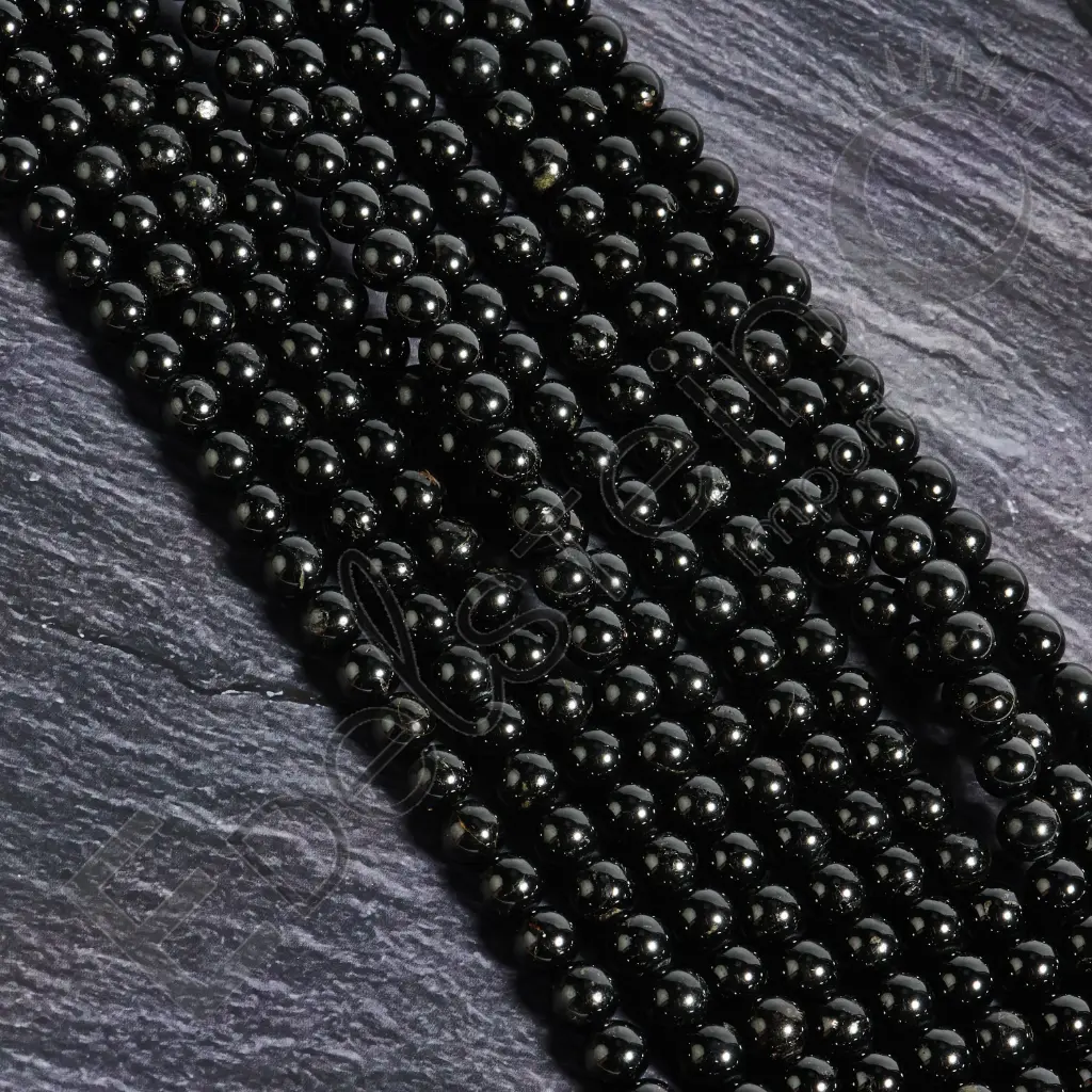 [FPE-TOURN08] Fil de perles Tourmaline noire - Perles naturelles 8mm – Grossiste minéraux