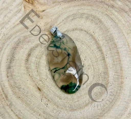 [PEN-AGAMOU-TL] Pendentif en Agate Mousse – Pierres naturelles taille L – Grossiste minéraux