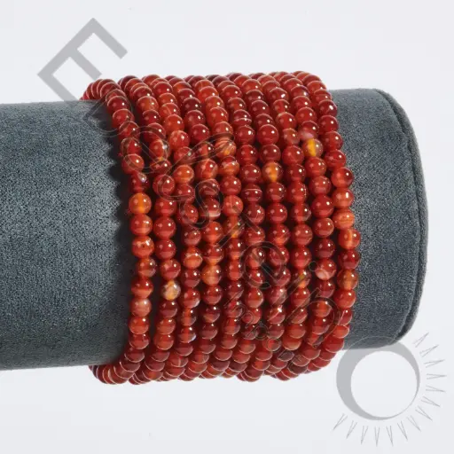 [BRC-CORN04-TS] Bracelet Cornaline – Perles naturelles 4mm Taille S – Grossiste minéraux